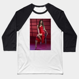 Glamour of a lady in red dress Baseball T-Shirt